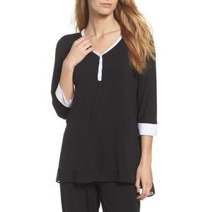 DKNY Three Button Knit Sleep Top Black